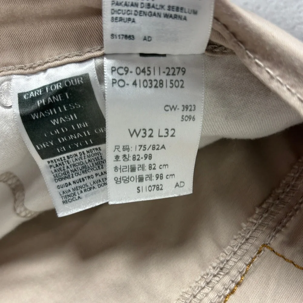 Levi's 511 Slim Fit Chino Pants 32x32 Measures 34x32 Tan 04511-2279